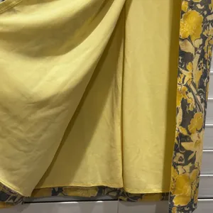 NEW Free People Feminine‎ Floral Print Rosalie Mesh Midi Skirt Yellow Slit XS thumbnail 4