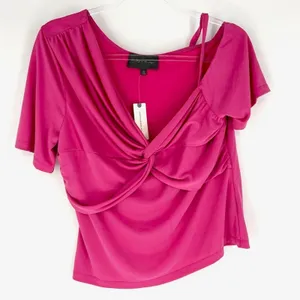 Sunday in Brooklyn‎ Anthropologie Ruched Wrap Top Pink Size XL NWT thumbnail 3
