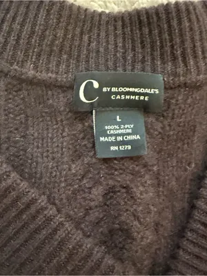 C by Bloomingdale’s Cable Knit Cashmere Sweater Brown Size L thumbnail 6