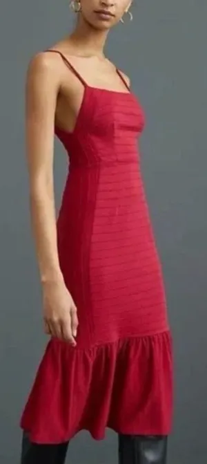EUC Anthropologie Hutch Red Dress Small Flattering Flounce thumbnail 1