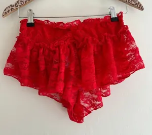 Free People Red House Party Micro Shortie Shorts Size S thumbnail 1