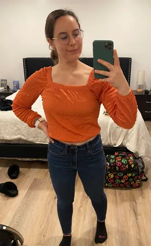 Iz Byer Cropped Orange Blouse thumbnail 1