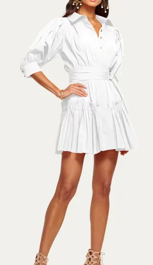 Ramy brook dash button front sleeve white thumbnail 1