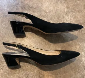 Jimmy Choo low heel kitten heel close to slingback shoes black suede thumbnail 2