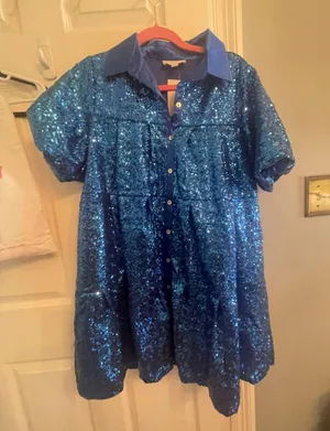 Peach Love Blue Sequin Dress thumbnail 2