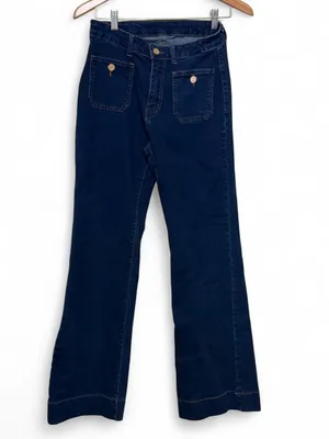 PWEST Women’s Dark Wash High Rise Wide Leg Flare Jeans Size M thumbnail 2