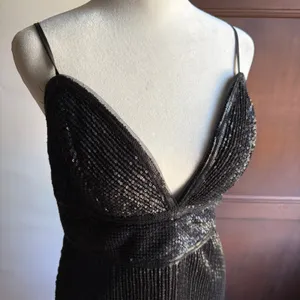 Saylor x Free People | Frankie Black Matte Sequin Cocktail Mini Dress | Small thumbnail 3