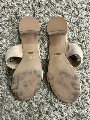 42 Gold Suede Block Heels Sz 7 thumbnail 4