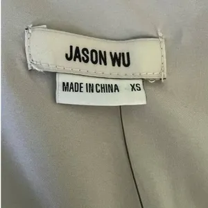 Jason Wu Satin Front Button Ruffle Peplum Hem Baby doll Blouse Top Cream XS thumbnail 7