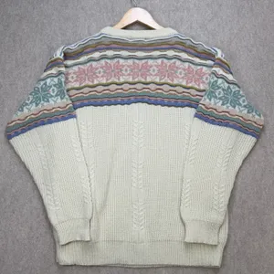 Vintage Fair Isle Sweater Womens XL Cream Nordic Grandpacore Cabin Cottagecore thumbnail 3
