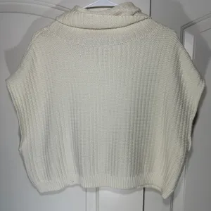 Free People Keep It Simple‎ Cowl Neck Sweater Vest Cream Chunky Knit Crop Small thumbnail 4