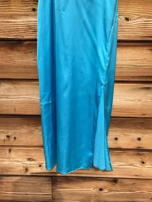 Steve Madden Size S Blue Drape Front Corset Satin Slip Dress thumbnail 7