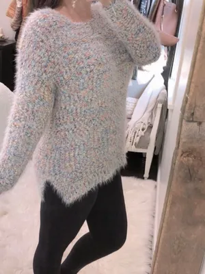 Easel small/medium fuzzy multicolor knit sweater thumbnail 3