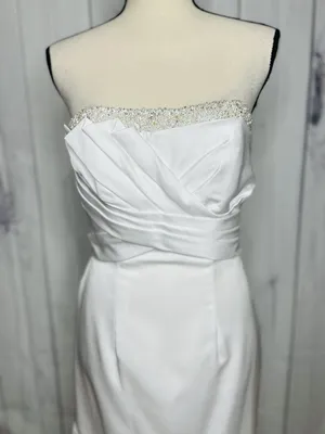 Davids Bridal Wedding Dress Sz 4 Beaded Bustline A-Frame Full Skirt White thumbnail 2