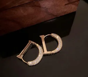 18K Gold Plated Cubic Zirconia D Letter Dangle Drop Earrings for Women thumbnail 1