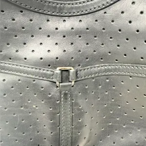 Gucci Reins Vintage Interlocking GG Perforated Leather Black Hobo Bag Purse thumbnail 7