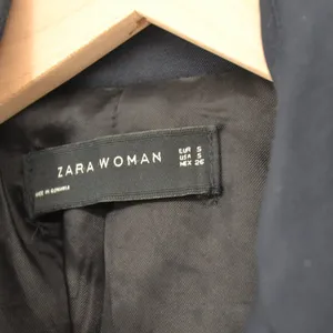 ZARA Double Breasted Wool Blend Short Coat Lined Peacoat Navy Blue Women's S thumbnail 6