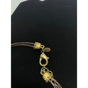 Chico's Double Cord Necklace with Gold Tone Shimmer Rhinestone Pendant thumbnail 5