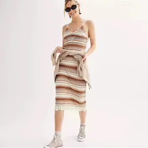 Boho Knit Midi Dress /Fall‎ Crochet Style Perfect for Thanksgiving Gatherings 🍂 thumbnail 5