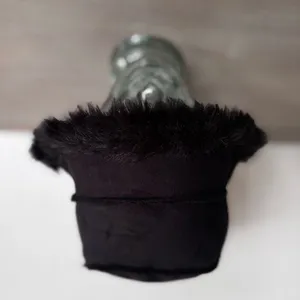 Black Faux Fur Black Bucket Hat Rocker Goth‎ Y2K Reversible? One Size thumbnail 7