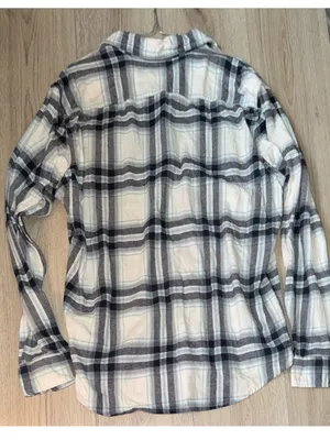 Sonoma White Plaid Button-Down Shirt button up top thumbnail 2