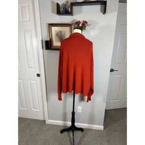 Free Assembly Womens XXL Rust Red Ribbed Quarter Zip Sweater Front Pockets thumbnail 3