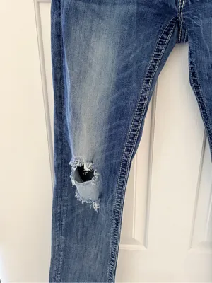Miss Me Distressed Skinny Jeans in Blue Wash thumbnail 3