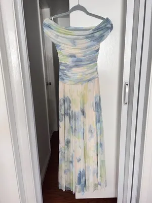 Abercrombie & Fitch Giselle Drop-Waist Mesh Maxi Dress XSP thumbnail 8