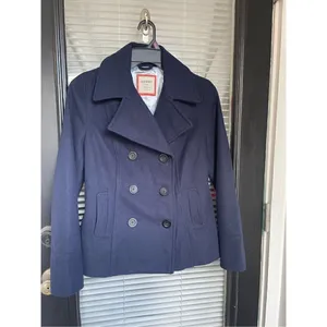 NWT Old Navy Wool Blend Double Breasted Button Down Peacoat Navy Blue M thumbnail 10