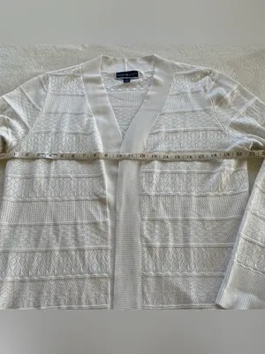 Karen Scott White Knit Cardigan size L thumbnail 9