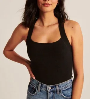 Abercrombie Crossback Knit Bodysuit in Black thumbnail 1