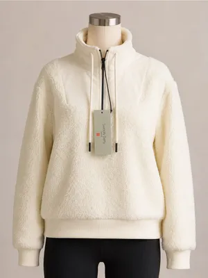 Sweaty Betty Sherpa Half Zip Sweatshirt Lily White NWT Size Large thumbnail 1