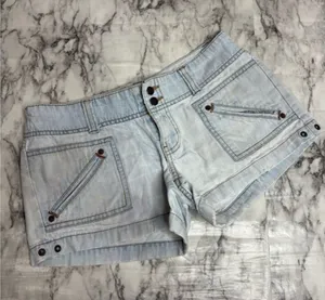 Old Navy Y2K 100% Cotton Ultra Low Rise Light Blue Denim Jean Shorts size 4 thumbnail 1