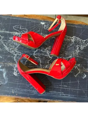 Wild Dive Red Ankle‑Strap Chunky Heels – Size 8 thumbnail 2