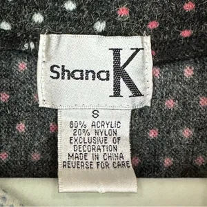 Shana K Dark Gray Pink Polka Dot Floral Turtleneck Shift Dress Small Retro thumbnail 2
