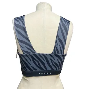 Allfenix Bandeau Sports‎ Bra Tiger Animal Print Stretch Gray Black Size Medium thumbnail 6