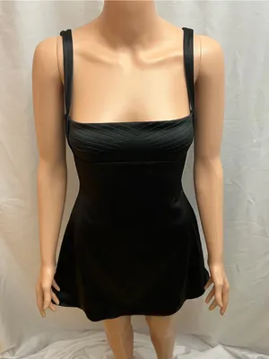 House of CB Kara Black Satin Mini Dress XS Bustier Fit & Flare NWT thumbnail 2