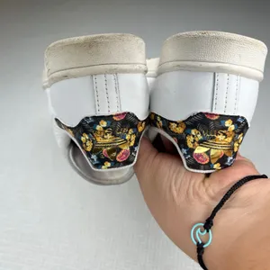 Adidas Stan Smith White Leather Floral Heel Gold Foil Sneakers Womens 6.5 thumbnail 6