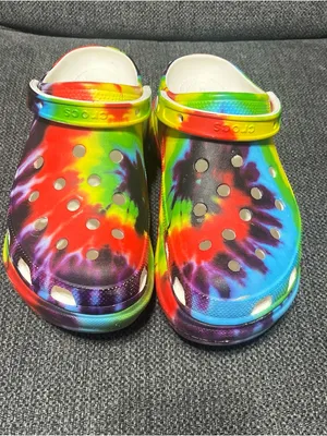 CROCS platform chunky Tie-Dye Rainbow Classic Clog Mules thumbnail 4