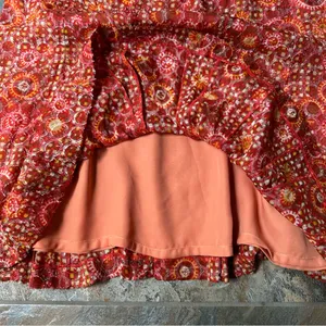 Etcetera Orange Silk Pattern A-Line Skirt Women’s Size 12 thumbnail 3