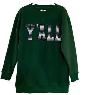 Marley Lilly Women’s Green Sweatshirt Tunic Y’all Size XXS / XS thumbnail 1