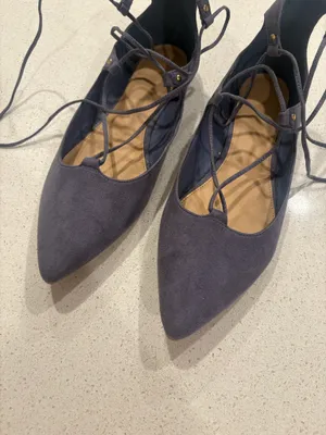 Lace up pointed toe flats Purple Size 9 thumbnail 2