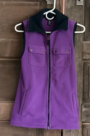 Chaps Size Small Purple &‎ Blue Fleece Vest Full-Zip with Pockets thumbnail 1