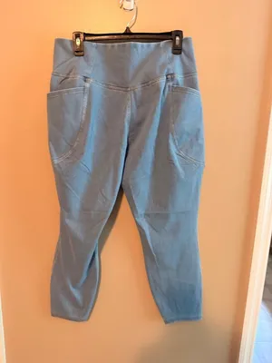 Halara 2XL Crossover Waist Light Blue Denim-Look jeggings nwt thumbnail 4