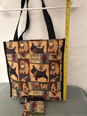 Vintage Dog Tapestry Tote Bag Matching Coin Purse Set Faithful Companion(F313) thumbnail 8