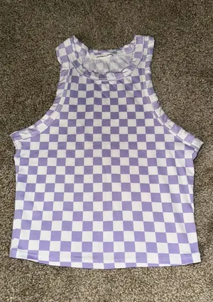 Checkered Halter Crop Tank Top Purple Size unsure thumbnail 1
