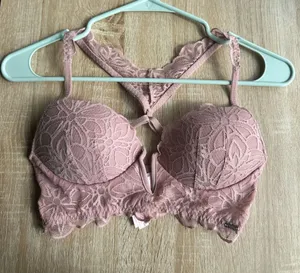 PINK Victoria's Secret Dusty Rose Lace Push-Up Bralette thumbnail 1