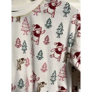 Disney Winnie the‎ Pooh Christmas Pajama Top White Fleece Medium 8-10 Holiday thumbnail 3