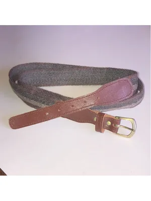 Brown Vintage Leather-Trim Woven Belt thumbnail 7