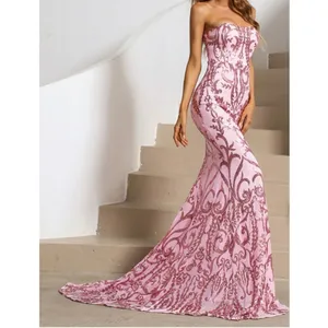 Pink Sequined Mermaid Evening Gown Size M Prom Pageant Ethereal Fairy Miss Ord thumbnail 10